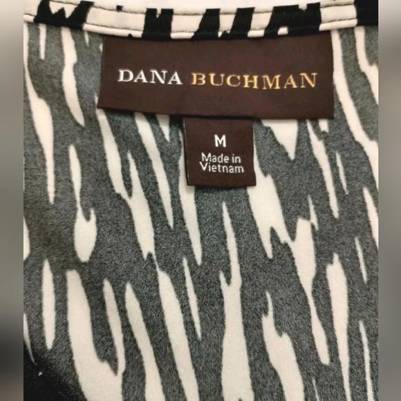 Dana Buchman Sleeveless Ruched Black White Top Size M - Picture 4 of 7